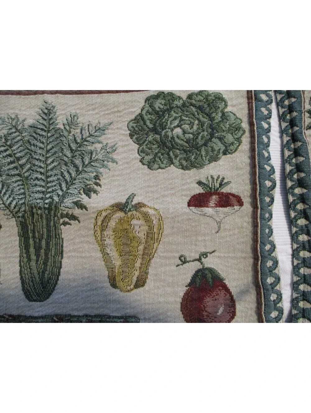 Set of 4 Vintage Vegetable Patterned Placemats with Green Backing
